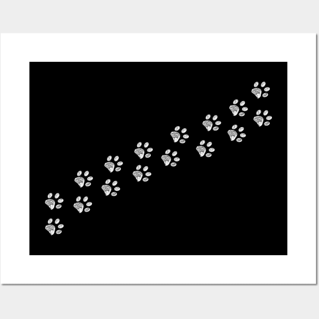 White paw prints trace Wall Art by GULSENGUNEL